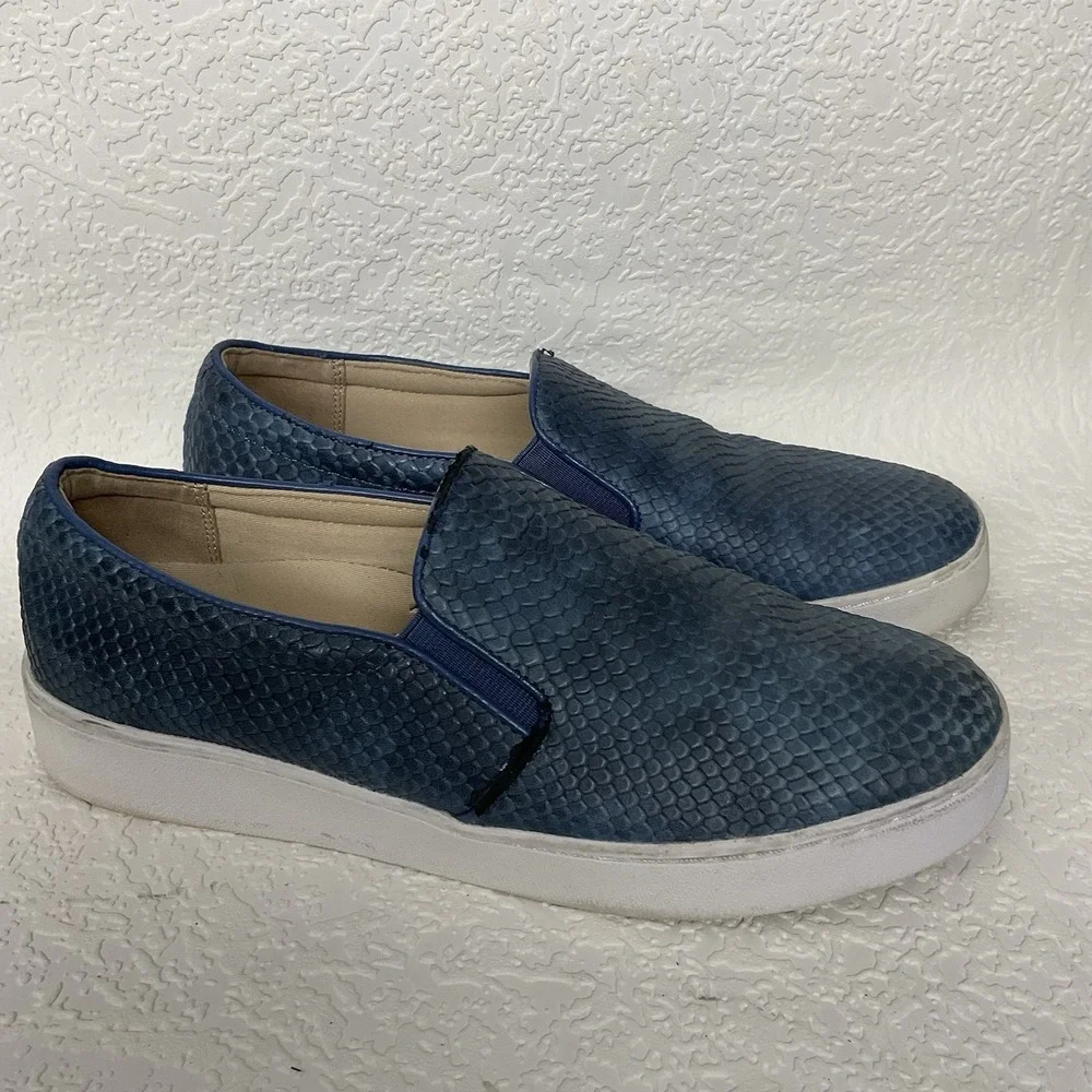 Vionic Midisnake Loafers Shoes‎ Women's Size 7 US/38 EU Blue Leather Orthotic